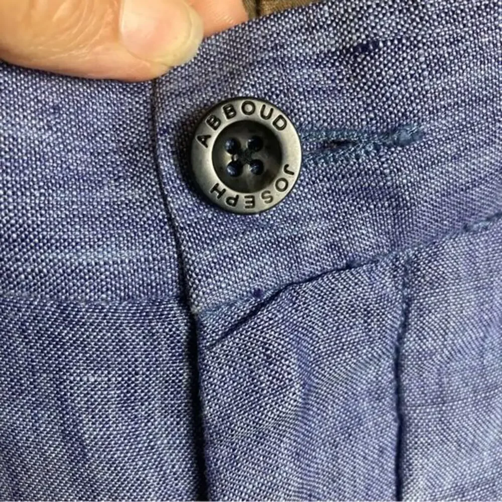 Joseph Abboud linen pants men's 33 light denim‎ blue luxury slim pleated EUC